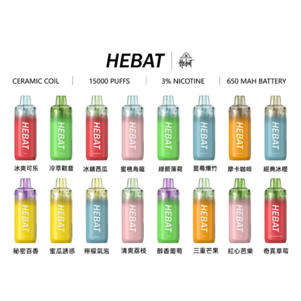 [15000口]喜貝 Hebat 15000口一次性拋棄式電子煙 | 透明油倉